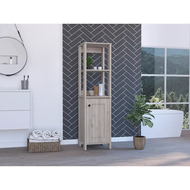 Linen Cabinet with 4 Shelves and Single Door Cabinet