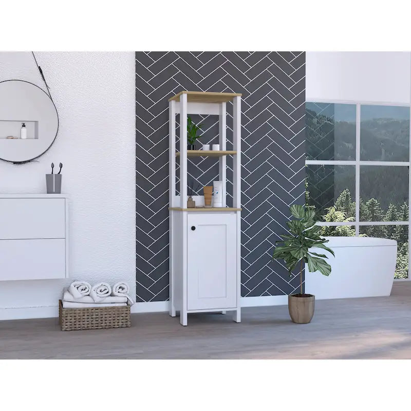 Linen Cabinet with 4 Shelves and Single Door Cabinet