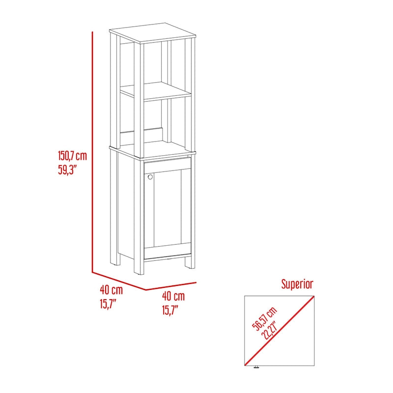 Linen Cabinet with 4 Shelves and Single Door Cabinet