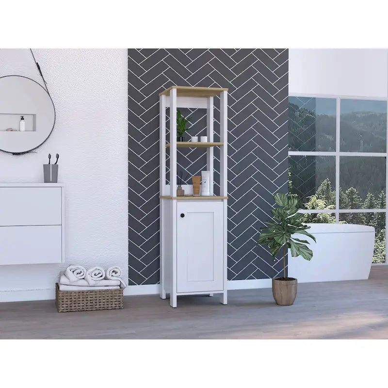 Linen Cabinet with 4 Shelves and Single Door Cabinet