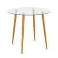 Leisure Coffee Table Round Glass Dining Table w/ Metal Legs