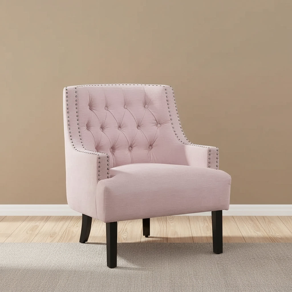 Modern Traditional Accent Chair Chenille Upholstery Button-Tufted Solid Wood 1pc Living Room Furniture