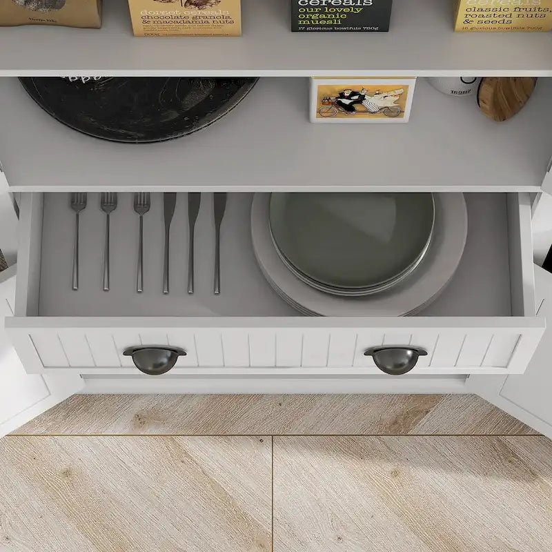 72 Kitchen Pantry, Tall Storage Cabinet, Freestanding Cupboard with Drawer, Doors and Adjustable Shelves
