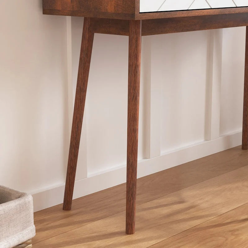 Entryway Table with 2 Carved Panel Drawers, Console Table with Storage Space and Wood Legs,Sofa Table Behind Couch for Hallway