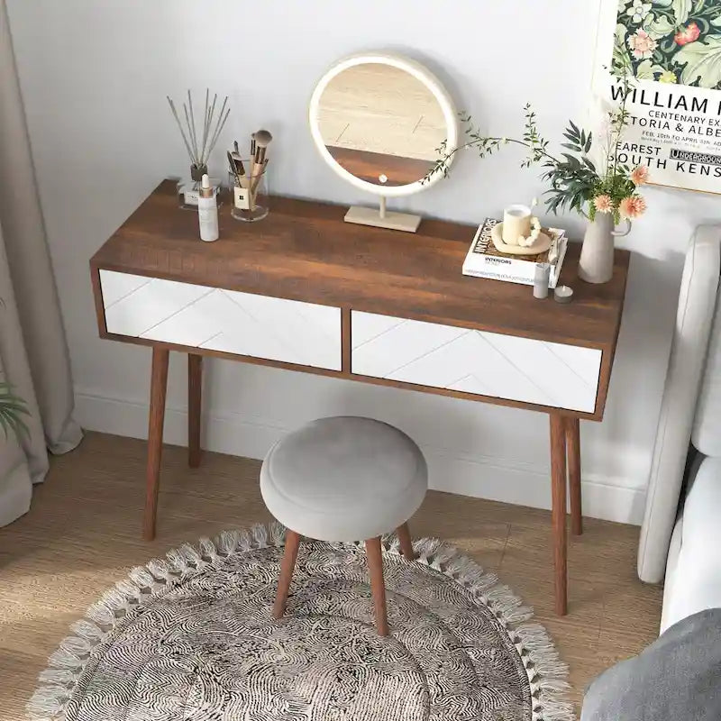 Entryway Table with 2 Carved Panel Drawers, Console Table with Storage Space and Wood Legs,Sofa Table Behind Couch for Hallway