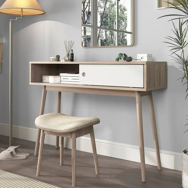 Entryway Table with 2 Carved Panel Drawers, Console Table with Storage Space and Wood Legs,Sofa Table Behind Couch for Hallway