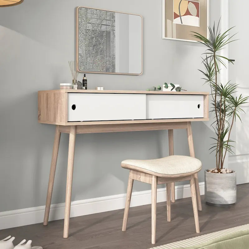 Entryway Table with 2 Carved Panel Drawers, Console Table with Storage Space and Wood Legs,Sofa Table Behind Couch for Hallway