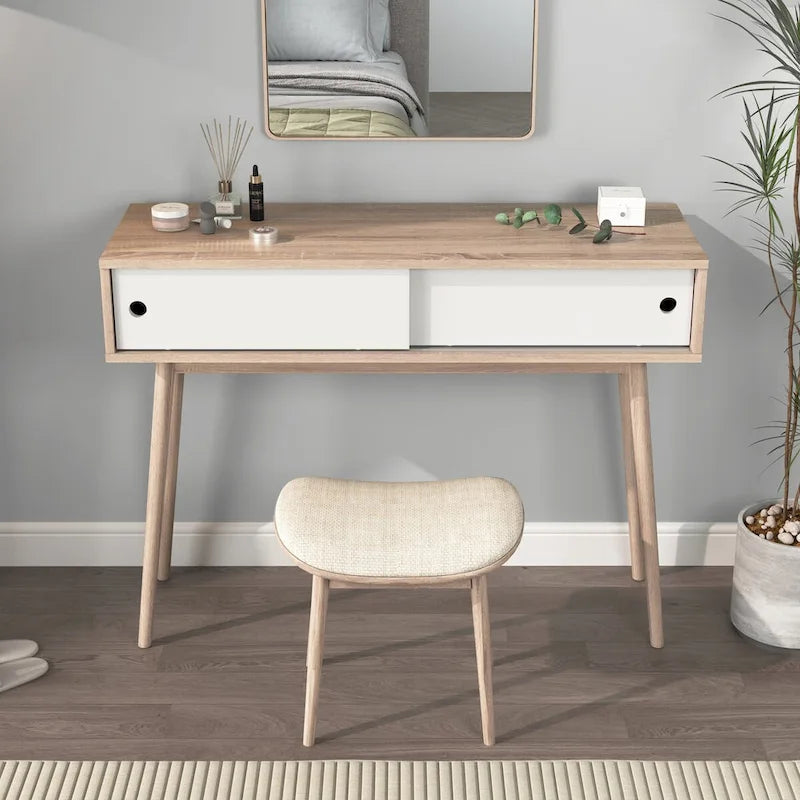 Entryway Table with 2 Carved Panel Drawers, Console Table with Storage Space and Wood Legs,Sofa Table Behind Couch for Hallway