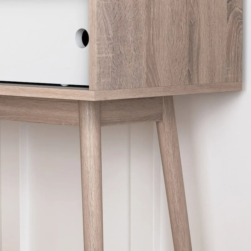 Entryway Table with 2 Carved Panel Drawers, Console Table with Storage Space and Wood Legs,Sofa Table Behind Couch for Hallway