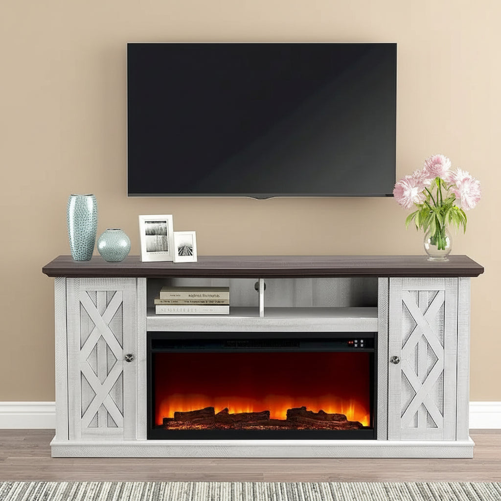 68 in. TV Stand Console for TVs up to 75 in. with Fireplace - 68 inches in width