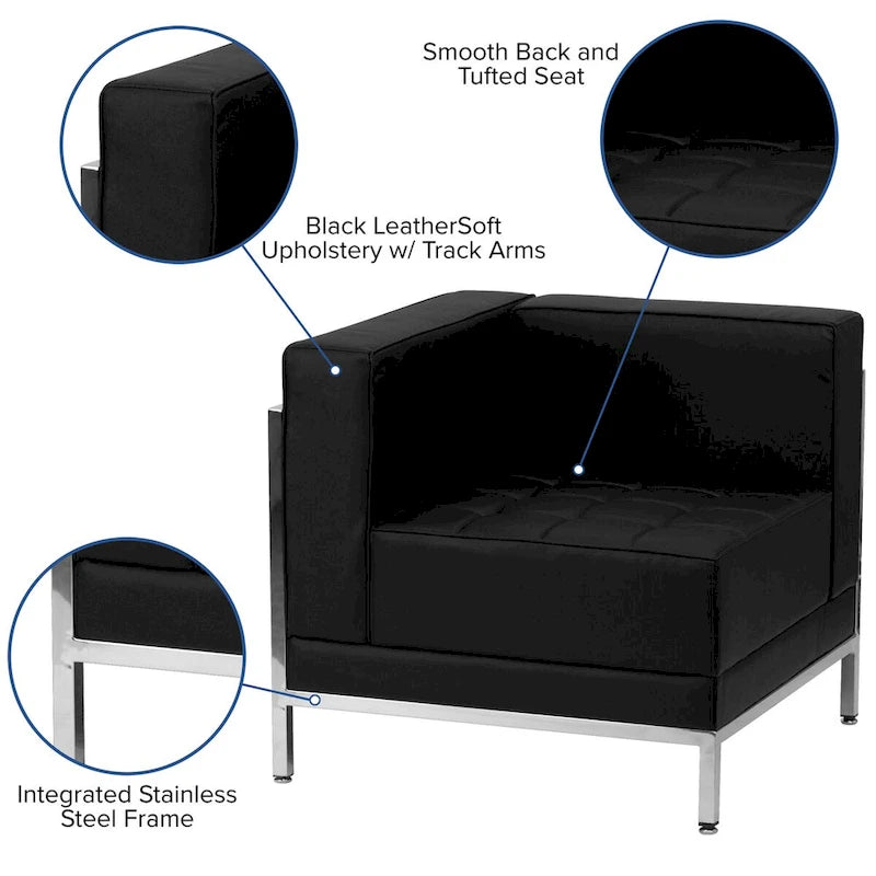 9 Piece Modular Sectional Configuration - Stainless Steel Legs - 140.5W x 28.75 - 140.5D x 27.5H
