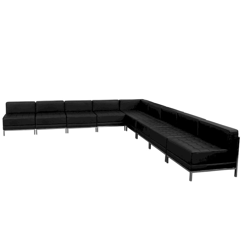 9 Piece Modular Sectional Configuration - Stainless Steel Legs - 140.5W x 28.75 - 140.5D x 27.5H