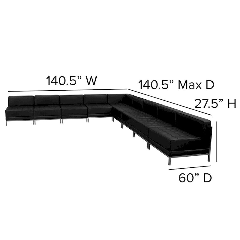 9 Piece Modular Sectional Configuration - Stainless Steel Legs - 140.5W x 28.75 - 140.5D x 27.5H
