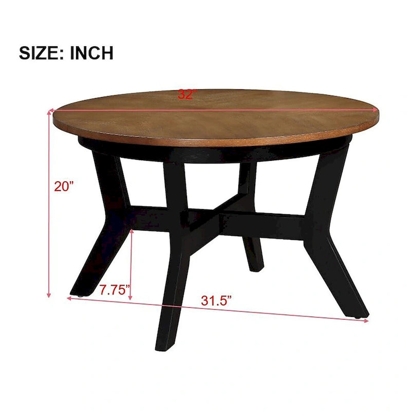 Mid Century Circle Wooden Coffee Table for Living Room Farmhouse
