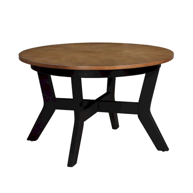 Mid Century Circle Wooden Coffee Table for Living Room Farmhouse