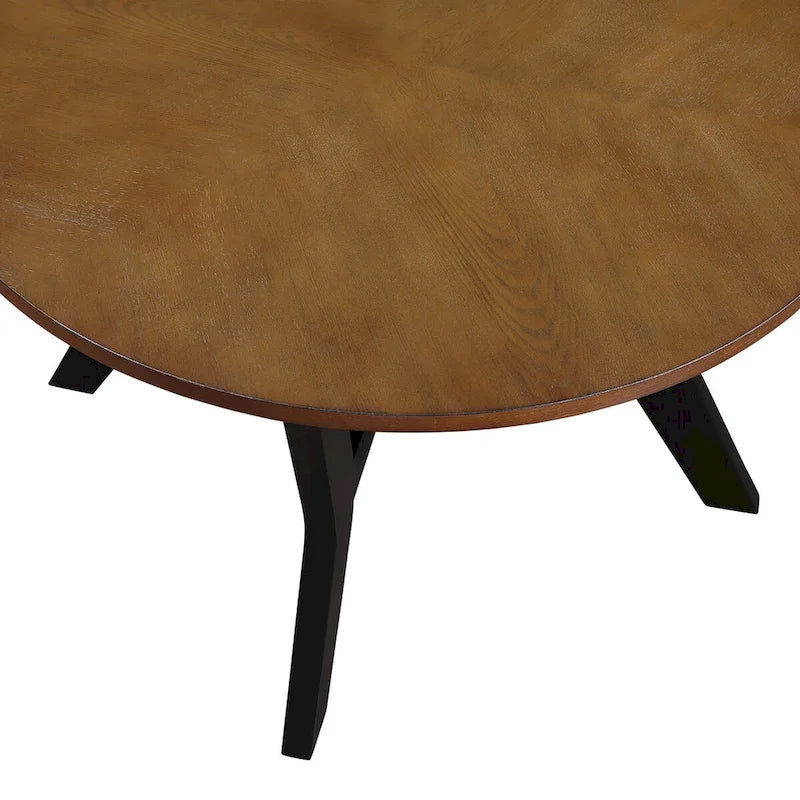 Mid Century Circle Wooden Coffee Table for Living Room Farmhouse