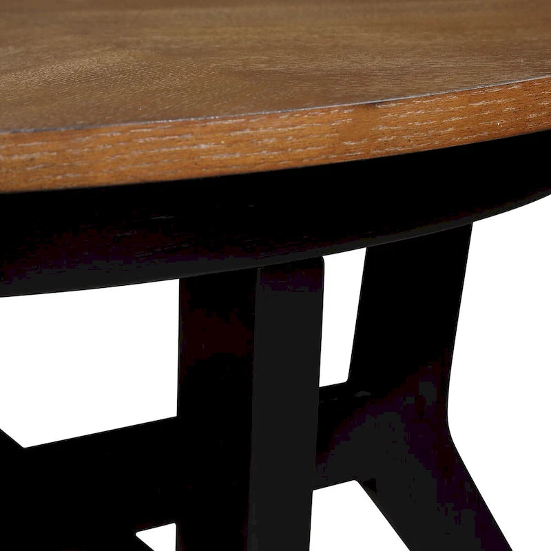 Mid Century Circle Wooden Coffee Table for Living Room Farmhouse