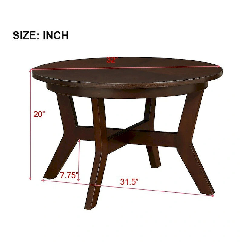 Mid Century Circle Wooden Coffee Table for Living Room Farmhouse