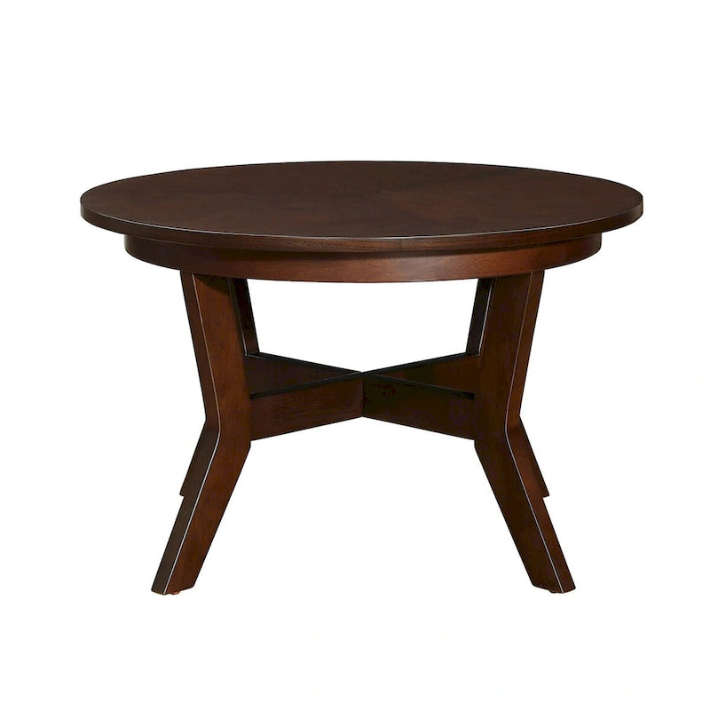 Mid Century Circle Wooden Coffee Table for Living Room Farmhouse