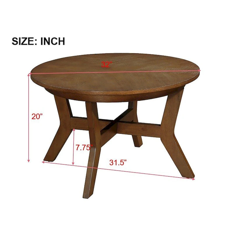 Mid Century Circle Wooden Coffee Table for Living Room Farmhouse