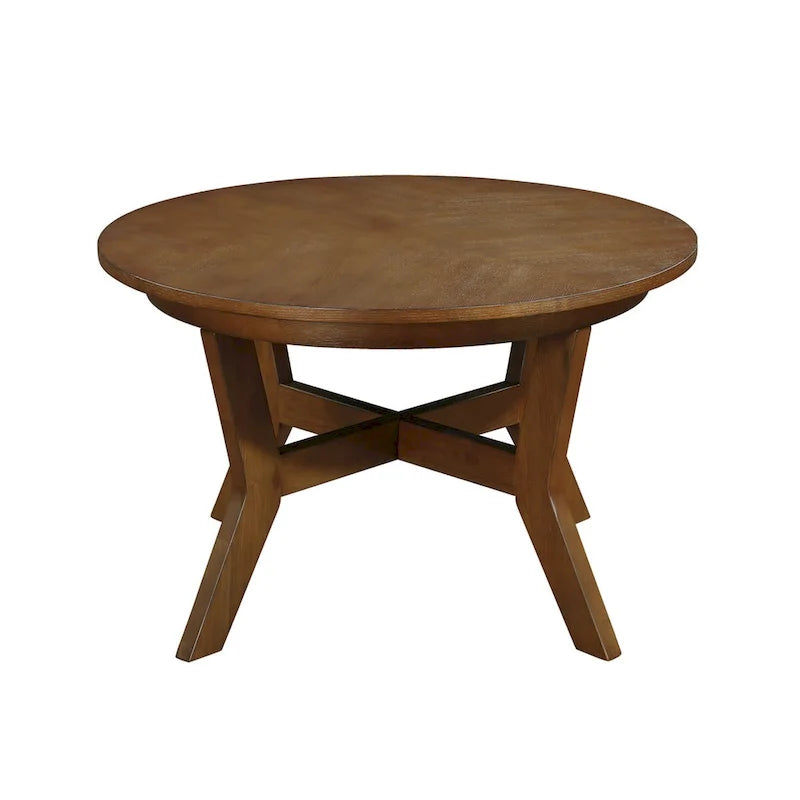 Mid Century Circle Wooden Coffee Table for Living Room Farmhouse