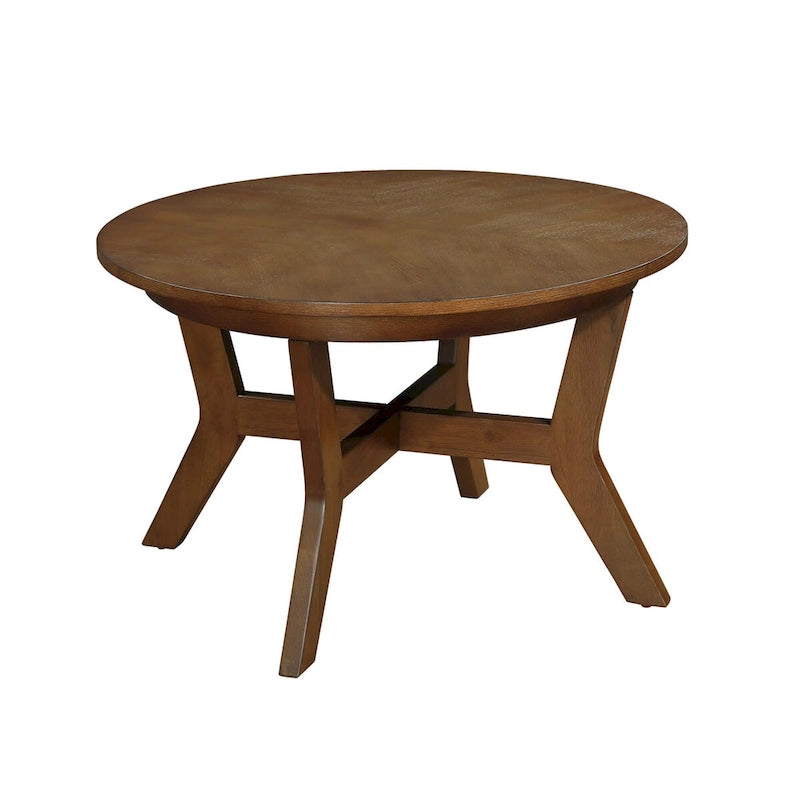 Mid Century Circle Wooden Coffee Table for Living Room Farmhouse