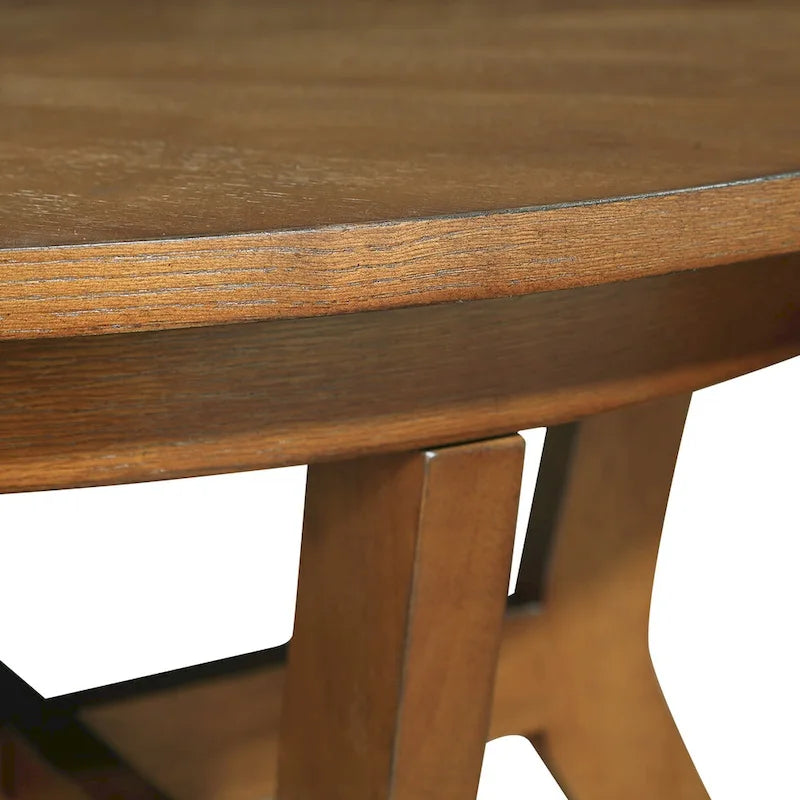 Mid Century Circle Wooden Coffee Table for Living Room Farmhouse