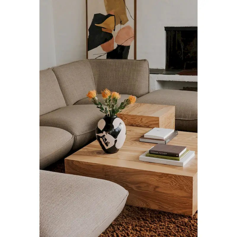 Modern Natural Burl Wood Side Table - 18W x 18D x 16H