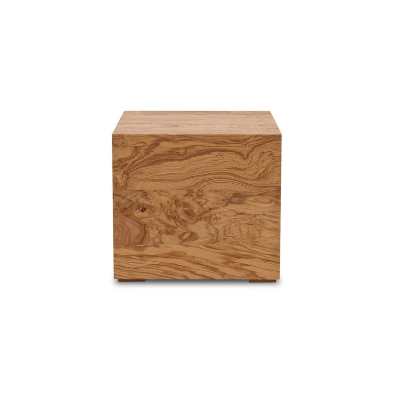 Modern Natural Burl Wood Side Table - 18W x 18D x 16H