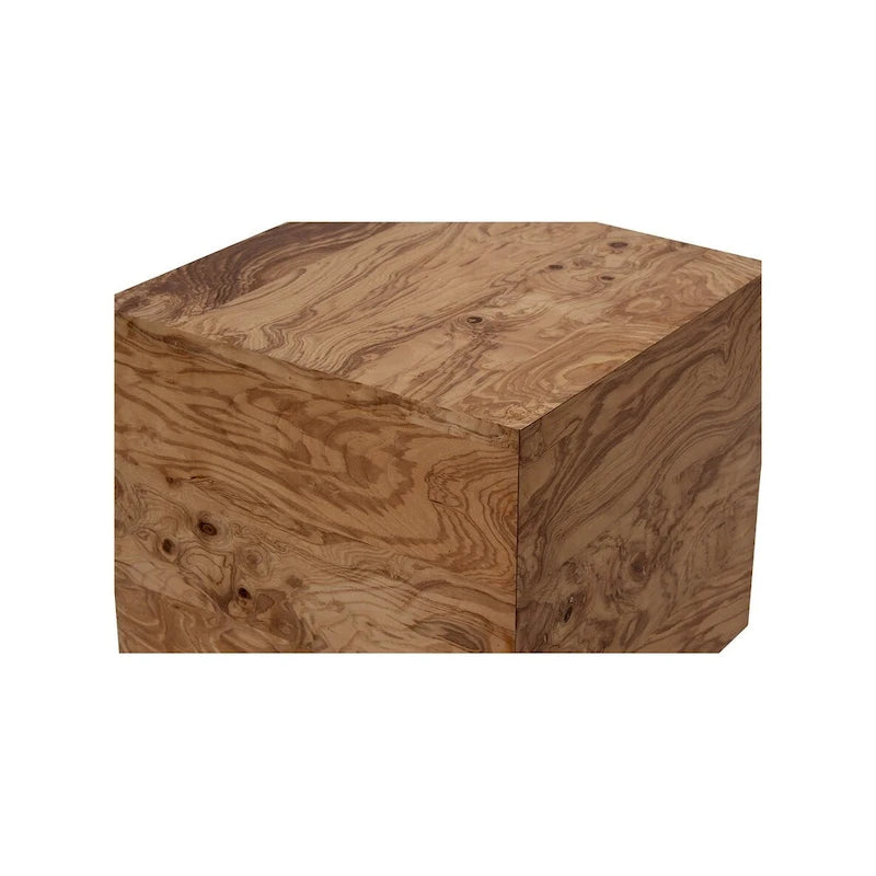 Modern Natural Burl Wood Side Table - 18W x 18D x 16H