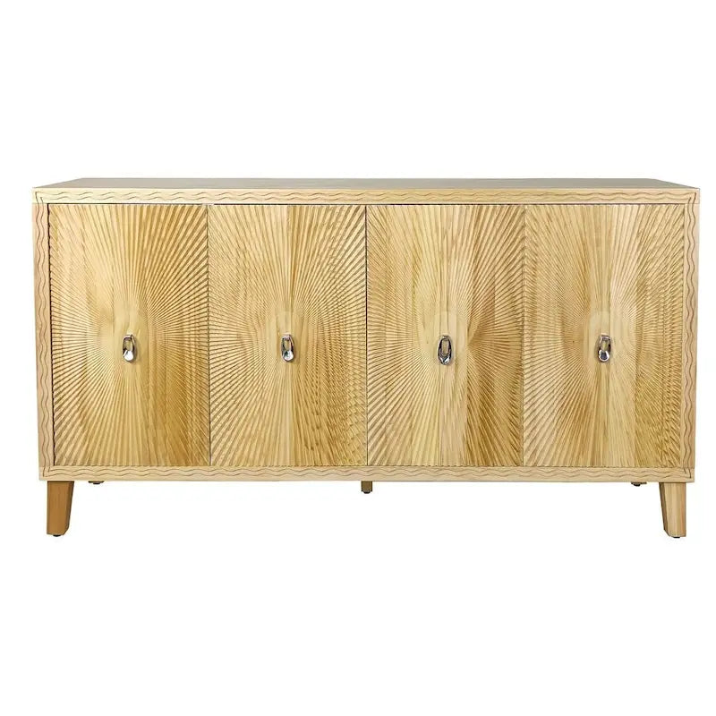 60 Vintage 4 Door Carved Pattern Buffet/Sideboard