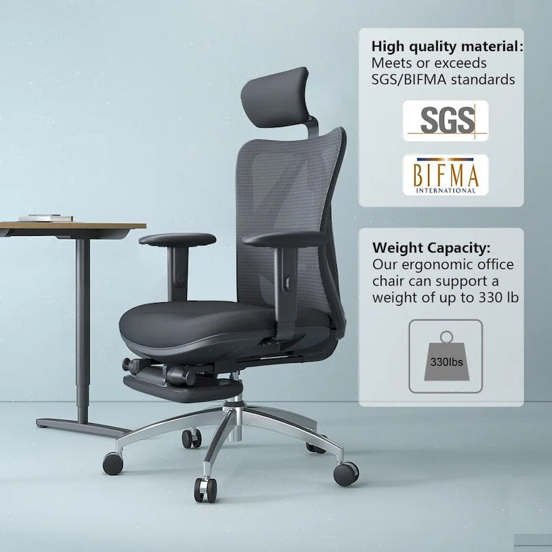 Ergonomic Office Chair with Footrest,High Back chair for big and tall, Black - 68*70*130