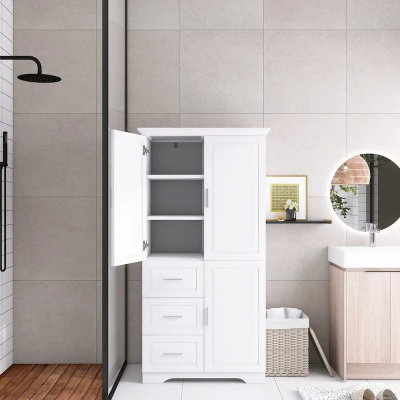 32 in. W x 72 in. H Storage Cabinet with Doors and Three Drawers