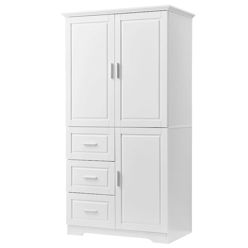 32 in. W x 72 in. H Storage Cabinet with Doors and Three Drawers
