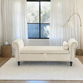 Traditional Velvet Multifuntional Storage Ottoman Bench with Pillow