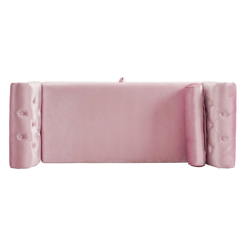 Traditional Velvet Multifuntional Storage Ottoman Bench with Pillow