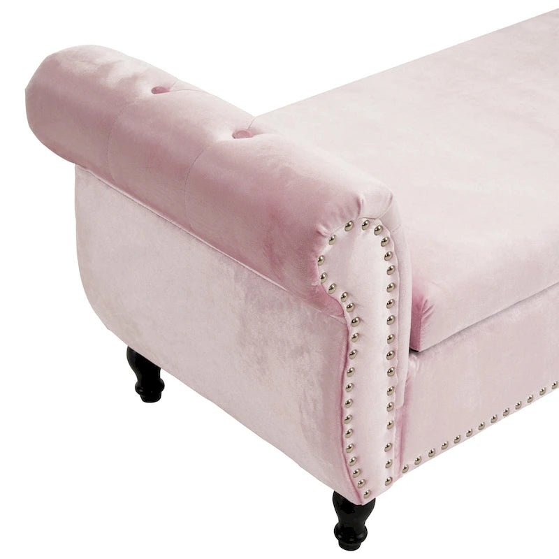 Traditional Velvet Multifuntional Storage Ottoman Bench with Pillow