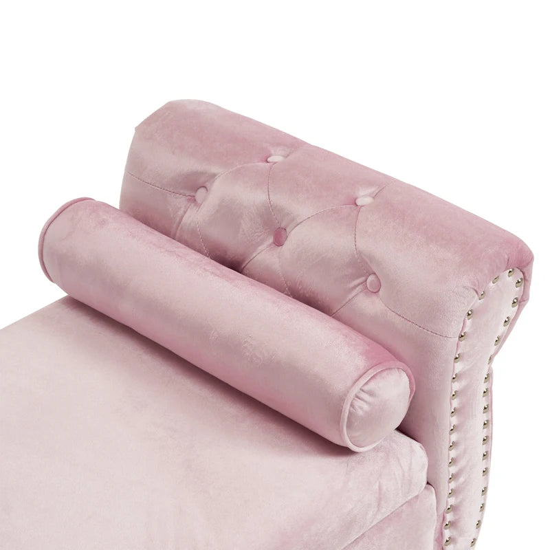 Traditional Velvet Multifuntional Storage Ottoman Bench with Pillow