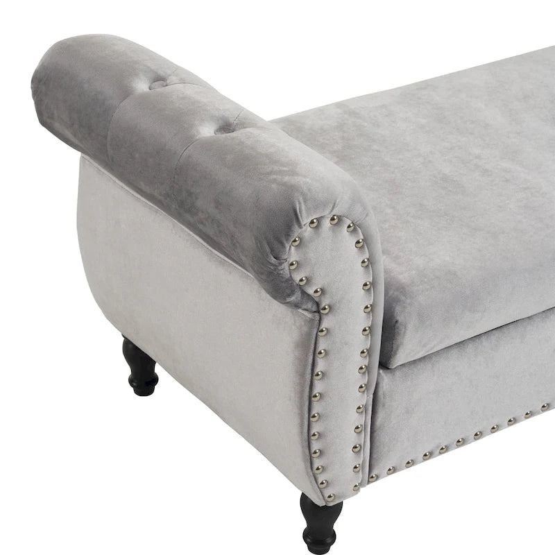 Traditional Velvet Multifuntional Storage Ottoman Bench with Pillow