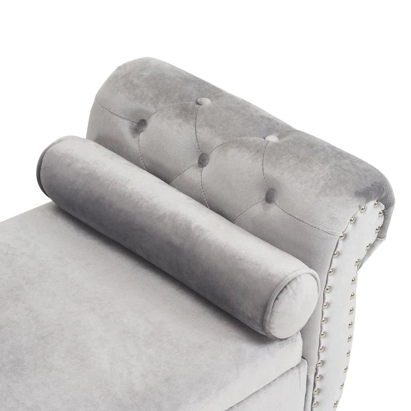 Traditional Velvet Multifuntional Storage Ottoman Bench with Pillow